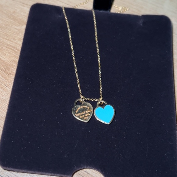 Tiffany & Co. Gold and Blue Mini Heart Pendant Necklace - Picture 11 of 17